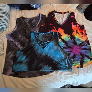Tie-Dye Sleeveless Tops - Multicolor